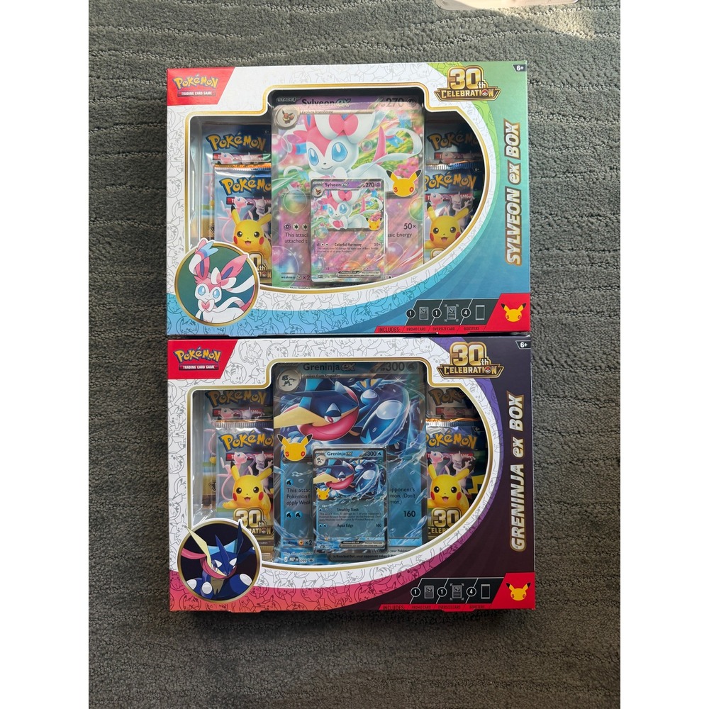 Pokemon TCG 30th Celebration Sylveon ex & Greninja ex Box Set 2 Pack Sealed